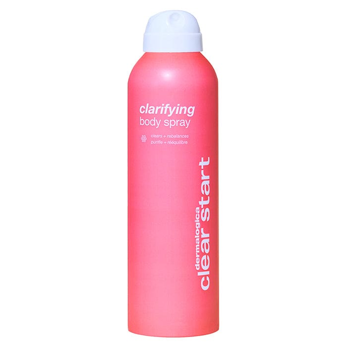 Pinkfarbene Flasche von Clarifying Body Spray.